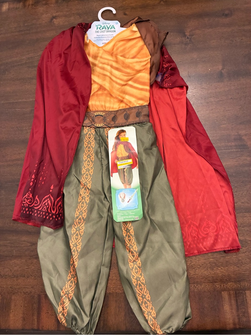 Disney's Raya and the Last Dragon Adventure Outfit Costume w/Cape 4-6X NWT